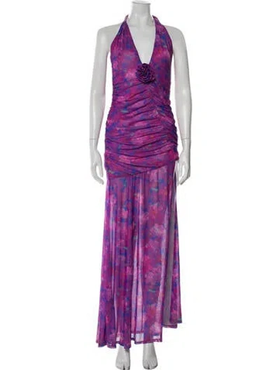 Pre-owned Majorelle Printed Long Dress In Purple