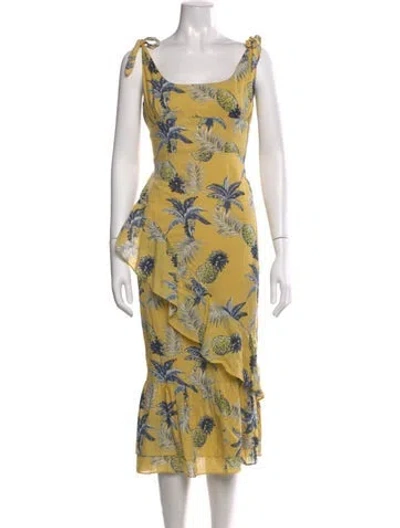 Pre-owned Majorelle Printed Long Dress In Yellow