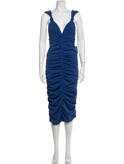 Pre-owned Majorelle Printed Midi Length Dress W/ Tags In Blue/metallic