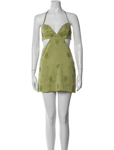 Pre-owned Majorelle Printed Mini Dress In Green