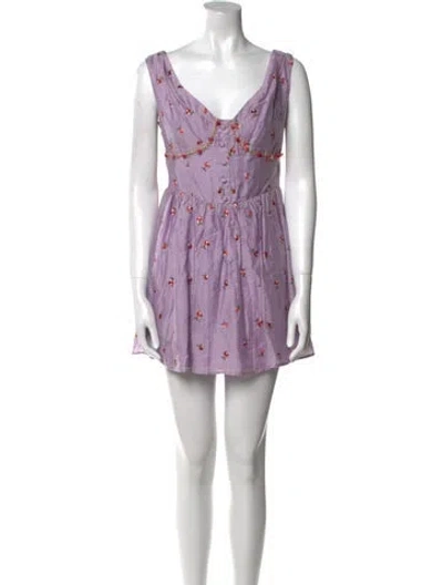 Pre-owned Majorelle Printed Mini Dress In Purple