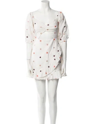 Pre-owned Majorelle Printed Mini Dress In White
