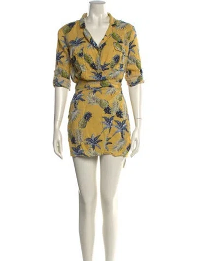 Pre-owned Majorelle Printed Mini Dress In Yellow