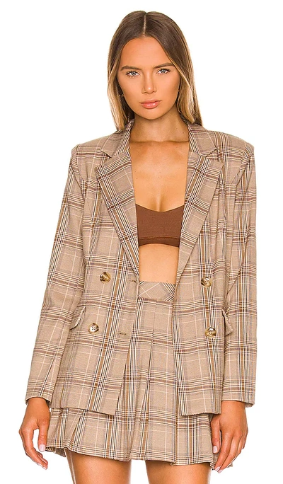 Majorelle Rhea Blazer In Tan Plaid