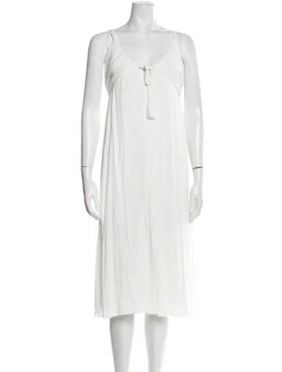 Pre-owned Majorelle Scoop Neck Midi Length Dress In White