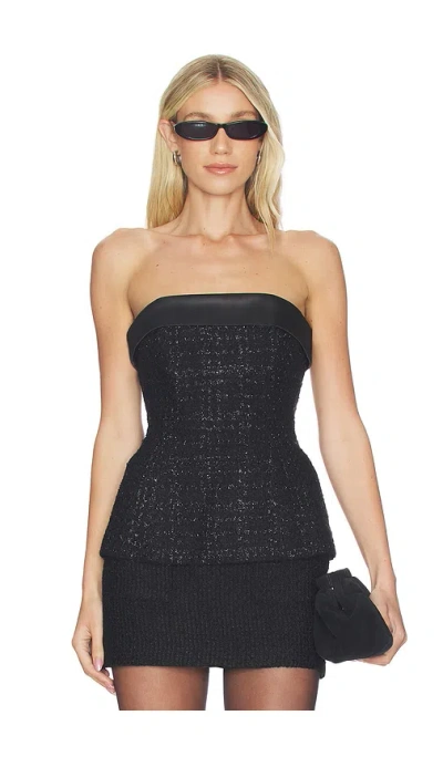 Majorelle Selene Tweed Top In Black