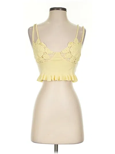 Pre-owned Majorelle Sleeveless Top Yellow Sweetheart Neckline Tops
