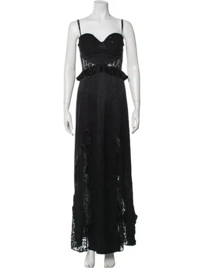 Pre-owned Majorelle Square Neckline Long Dress In Black