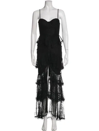 Pre-owned Majorelle Square Neckline Long Dress In Black