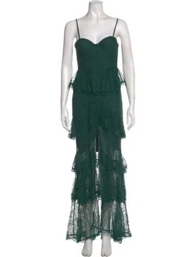 Pre-owned Majorelle Square Neckline Long Dress In Green