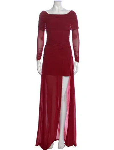 Pre-owned Majorelle Square Neckline Long Dress In Red