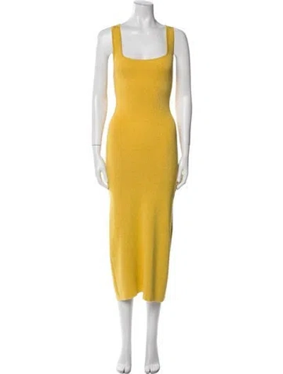 Pre-owned Majorelle Square Neckline Long Dress In Yellow
