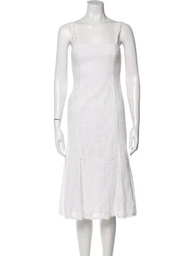 Pre-owned Majorelle Square Neckline Midi Length Dress In White