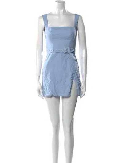 Pre-owned Majorelle Square Neckline Mini Dress In Blue