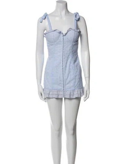 Pre-owned Majorelle Square Neckline Mini Dress In Blue