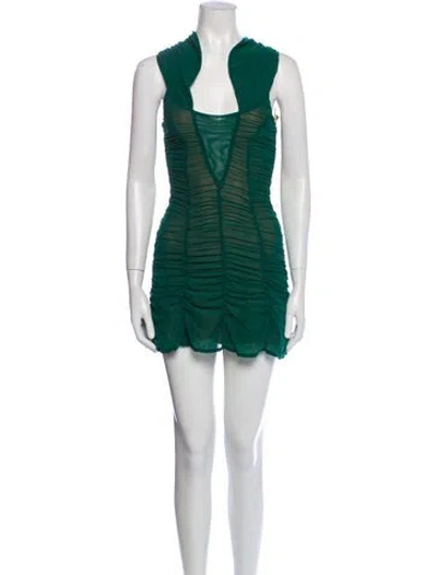 Pre-owned Majorelle Square Neckline Mini Dress In Green