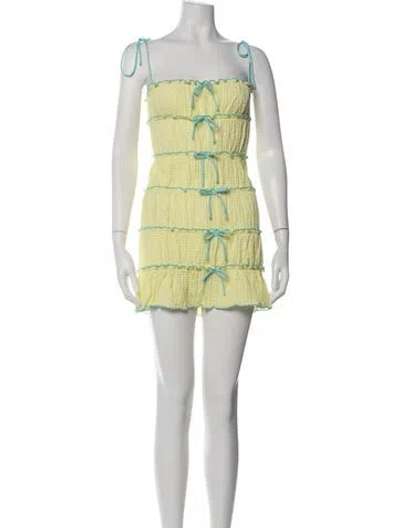 Pre-owned Majorelle Square Neckline Mini Dress In Green