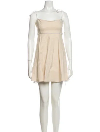 Pre-owned Majorelle Square Neckline Mini Dress In Neutral