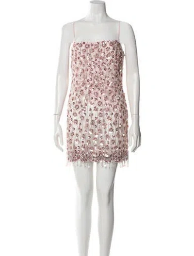 Pre-owned Majorelle Square Neckline Mini Dress In Pink