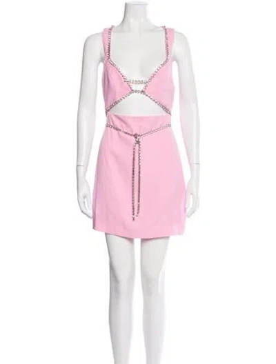Pre-owned Majorelle Square Neckline Mini Dress In Pink