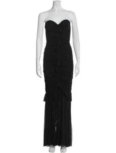 Pre-owned Majorelle Strapless Long Dress In Black