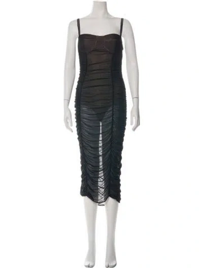 Pre-owned Majorelle Strapless Midi Length Dress In Black
