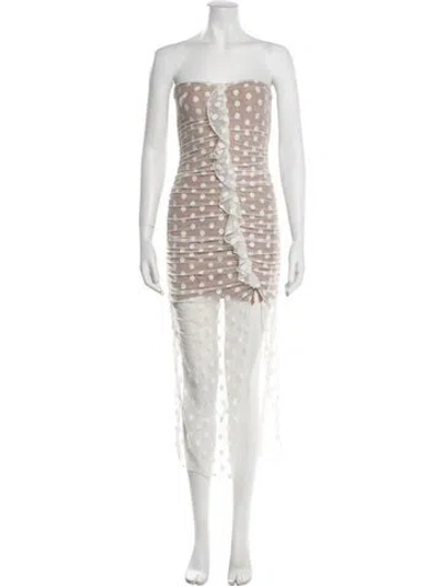 Pre-owned Majorelle Strapless Midi Length Dress In Neutral