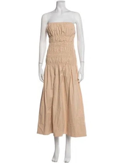 Pre-owned Majorelle Strapless Midi Length Dress In Neutrals