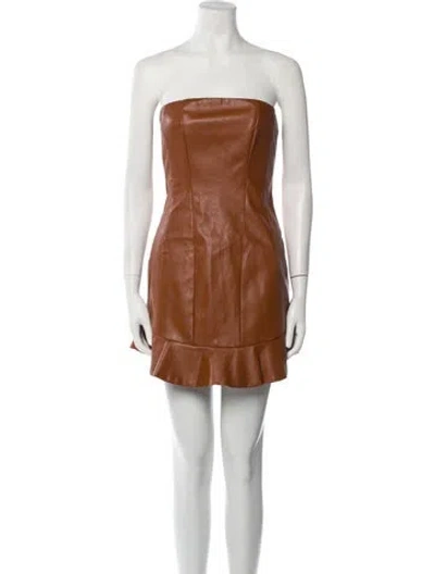 Pre-owned Majorelle Strapless Mini Dress In Brown