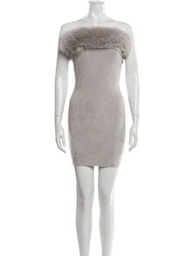 Pre-owned Majorelle Strapless Mini Dress In Grey