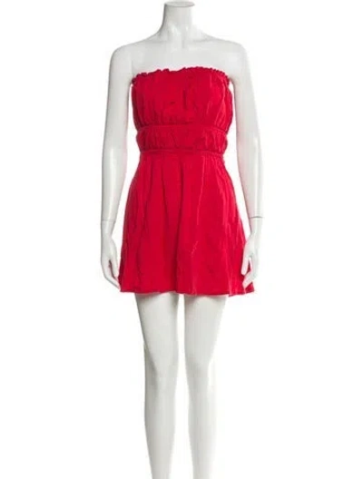 Pre-owned Majorelle Strapless Mini Dress In Red