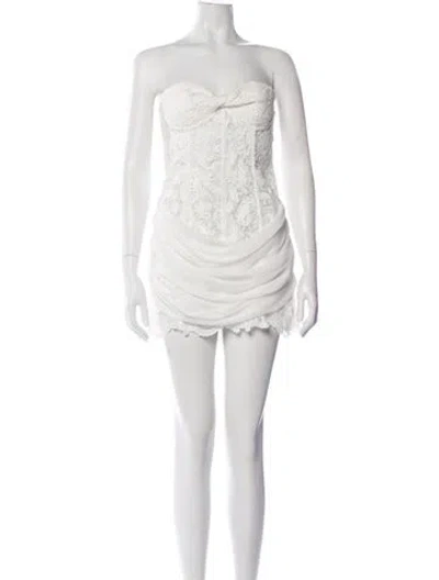 Pre-owned Majorelle Strapless Mini Dress In White