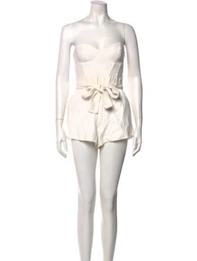 Pre-owned Majorelle Strapless Romper In White