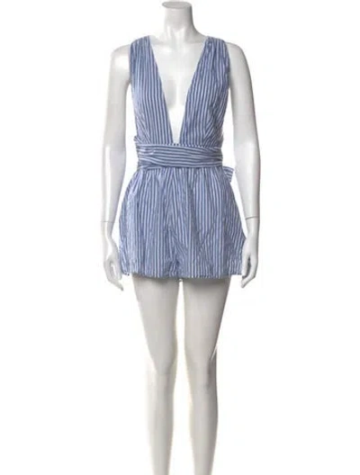 Pre-owned Majorelle Striped V-neck Romper In Blue