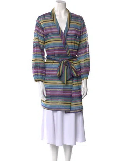 Pre-owned Majorelle Striped V-neck Sweater In Blue