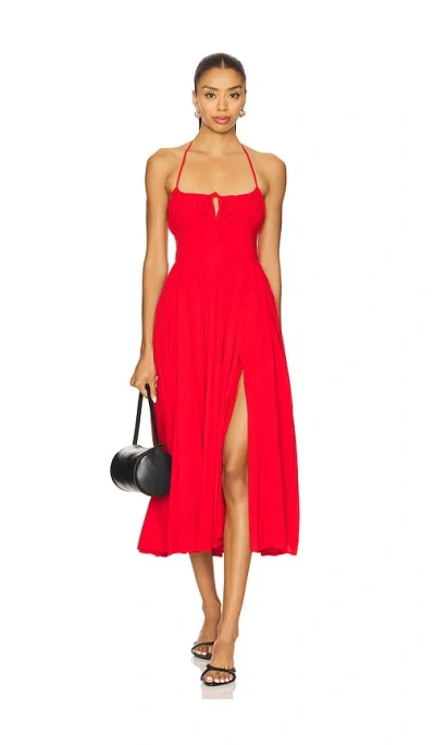 Majorelle Summer Midi Dress In Red