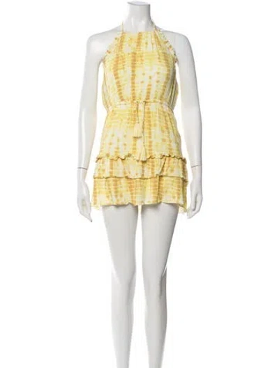 Pre-owned Majorelle Tie-dye Print Mini Dress In Yellow
