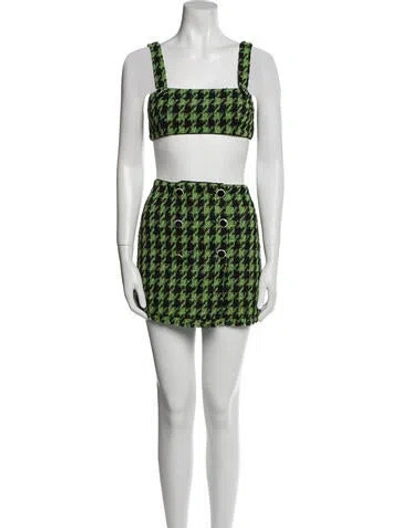 Pre-owned Majorelle Tweed Pattern Glitter Accents Skirt Set In Green