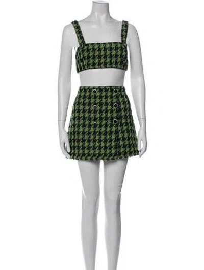 Pre-owned Majorelle Tweed Pattern Skirt Set In Green