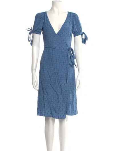 Pre-owned Majorelle V-neck Knee-length Dress In Blue