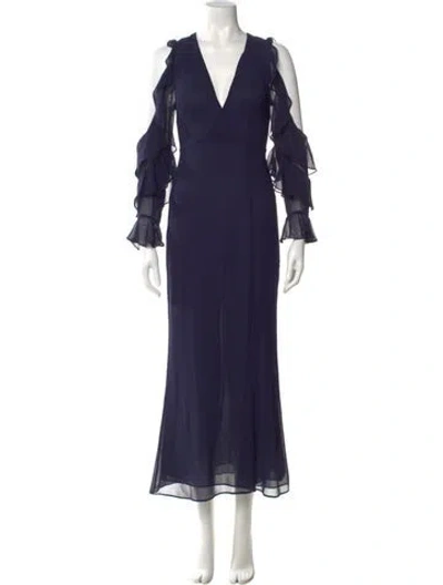 Pre-owned Majorelle V-neck Long Dress In Blue
