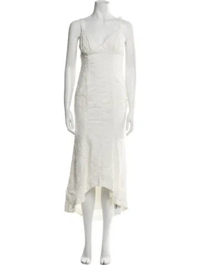 Pre-owned Majorelle V-neck Long Dress In Neutral
