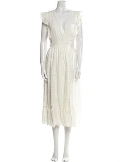 Pre-owned Majorelle V-neck Long Dress In White