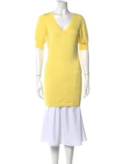 Pre-owned Majorelle V-neck Long Dress In Yellow