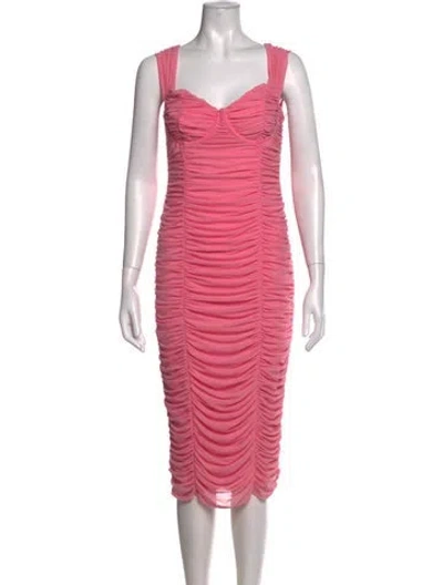 Pre-owned Majorelle V-neck Midi Length Dress In Pink