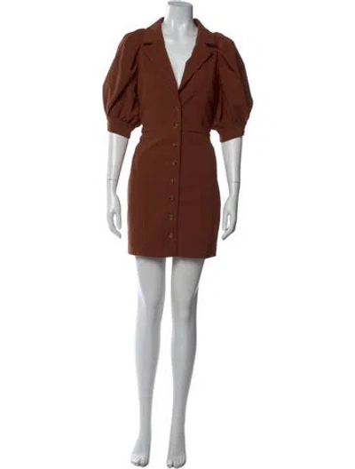 Pre-owned Majorelle V-neck Mini Dress In Brown