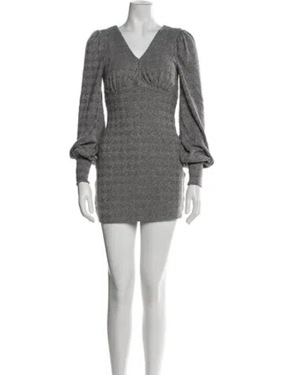 Pre-owned Majorelle V-neck Mini Dress In Gray
