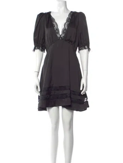 Pre-owned Majorelle V-neck Mini Dress In Gray