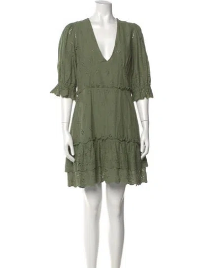 Pre-owned Majorelle V-neck Mini Dress In Green