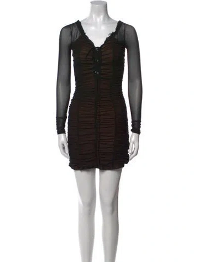 Pre-owned Majorelle V-neck Mini Dress In Neutral